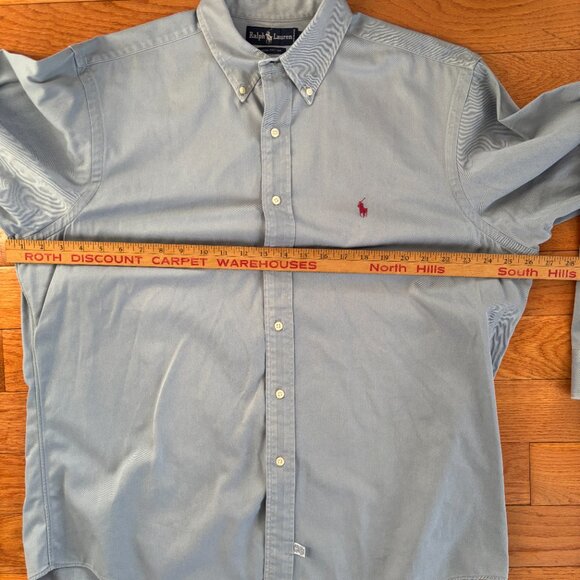 Ralph Lauren Button Down‎ Shirt Mens XL Chambray Blue Thick Cotton Pony - Picture 6 of 8